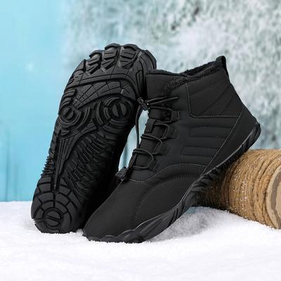 Winter Warme Laufschuhe Barfußschuhe Damen Herren Gummi Hohe Stiefeletten Wasserdicht Rutschfest Atmungsaktiv für Outdoor Walking