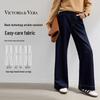 Women's Wrinkle-Resistant Faux-Denim Straight-Leg Pants