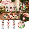 Christmas Tree Ornament Three-Panel Faceless Doll Wooden Hanging Pendant for Holiday Decor