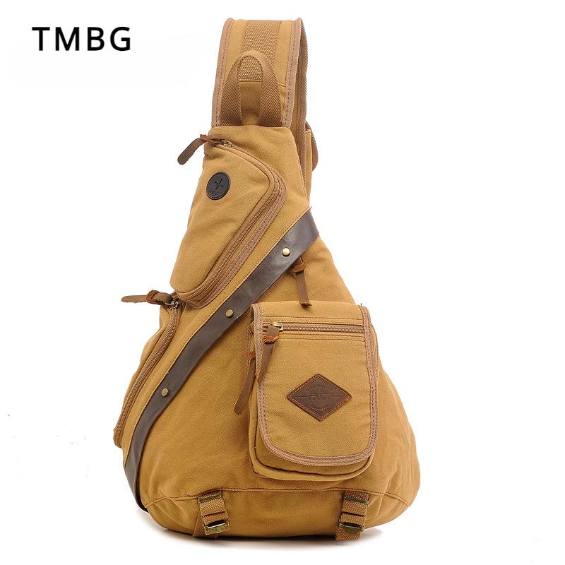 Gammeldags lerret herre brystveske stor kapasitet en skulder veske trendy høyskolestudent crossbody veske bursdagsgave til ektemann kjæreste