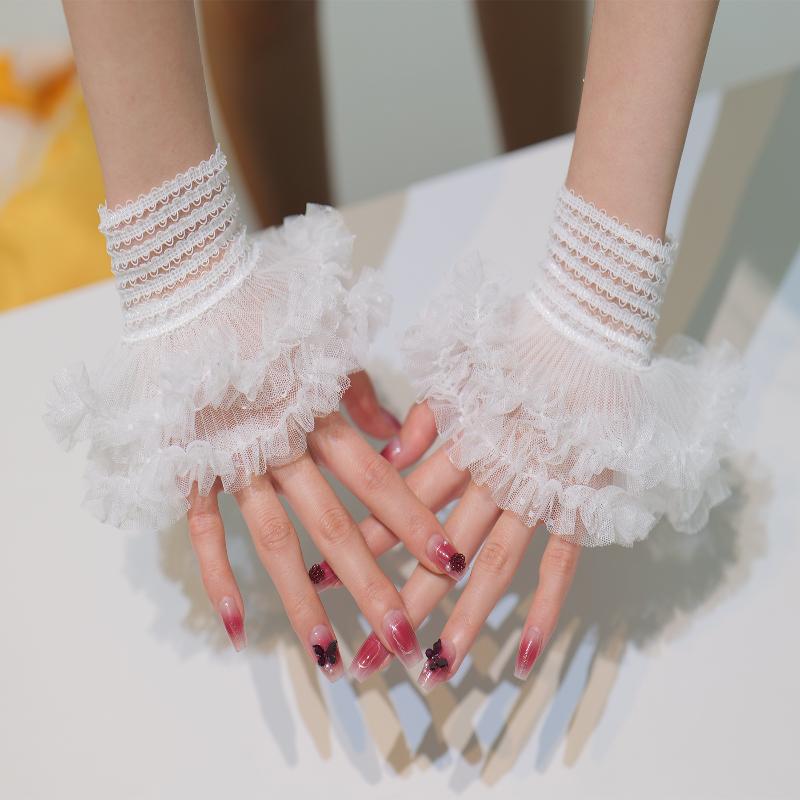 Manicure Sleeve For Nail Art Lace Fake Pleated Cuff Manicure Photography Props Fake Sleeves Nails Accessories Supplies Charm