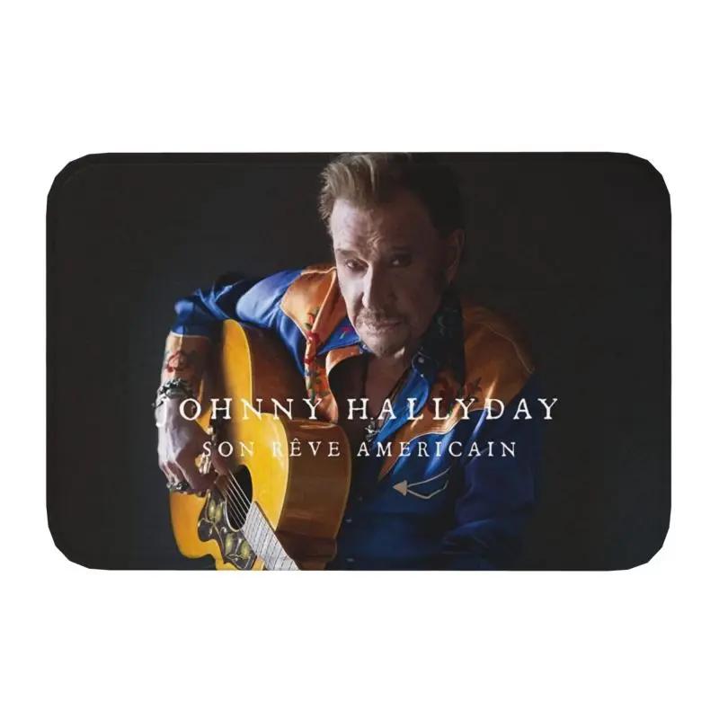 Rock Johnny Hallyday Door Floor Bath Kitchen Mat Anti-Slip French Singer Music Doormat Living Room Entrance Rug Carpet Footpad