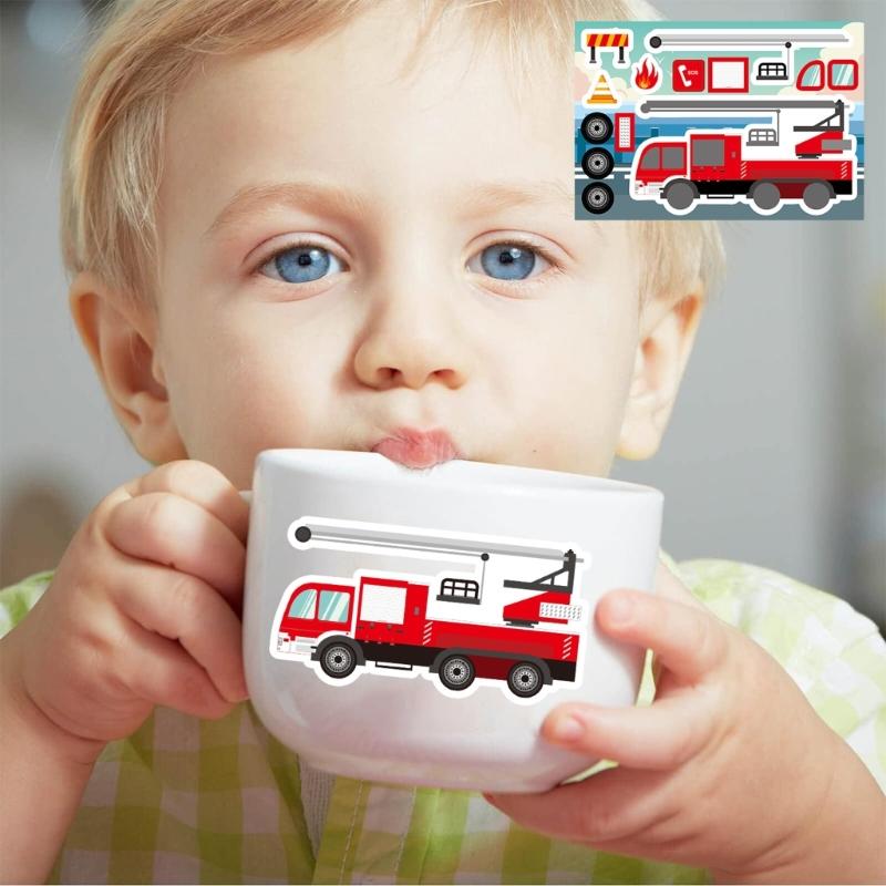Cartoon Truck PET Sticker Engineering Vehicles Sticker for Water Bottle Pencil Case Notebook Kids Room Wall Decoration