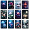 Vintage Scenery Flowers Summer Lotus Lotus Lotus Leaf Moonlight Poster Canvas Painting Wall Art Pictures Home Decor