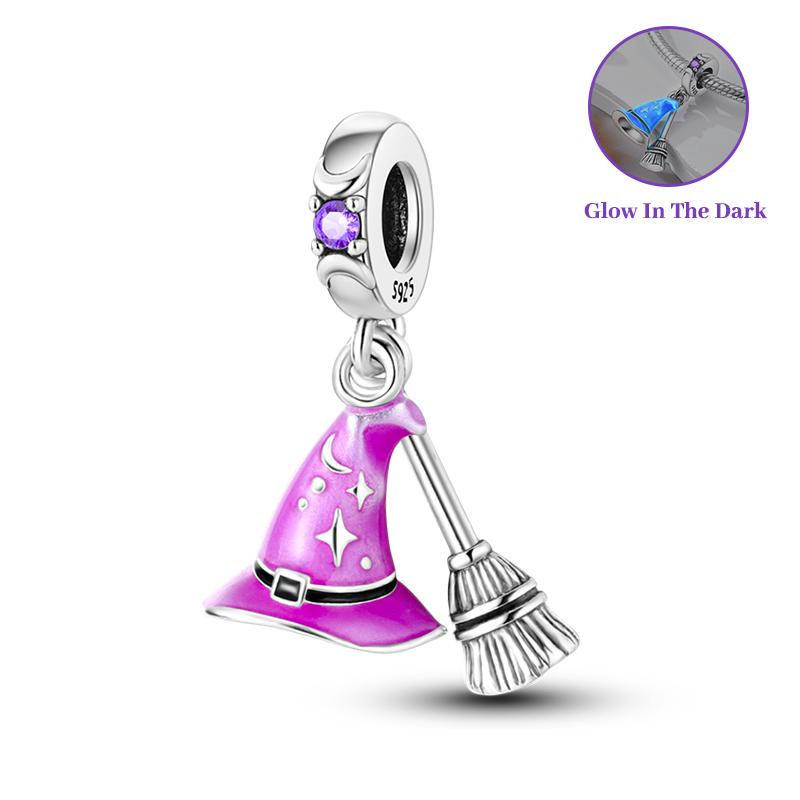 copper Color Gem Butterfly Luminous Firefly Purple Charm Bead Charms Pendants Compatible With 3mm Authentic Bracelets Do It Yourself Party Jewellery G