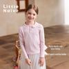 Little Naive Girls' French Style Lace Collar Long Sleeve T-Shirt