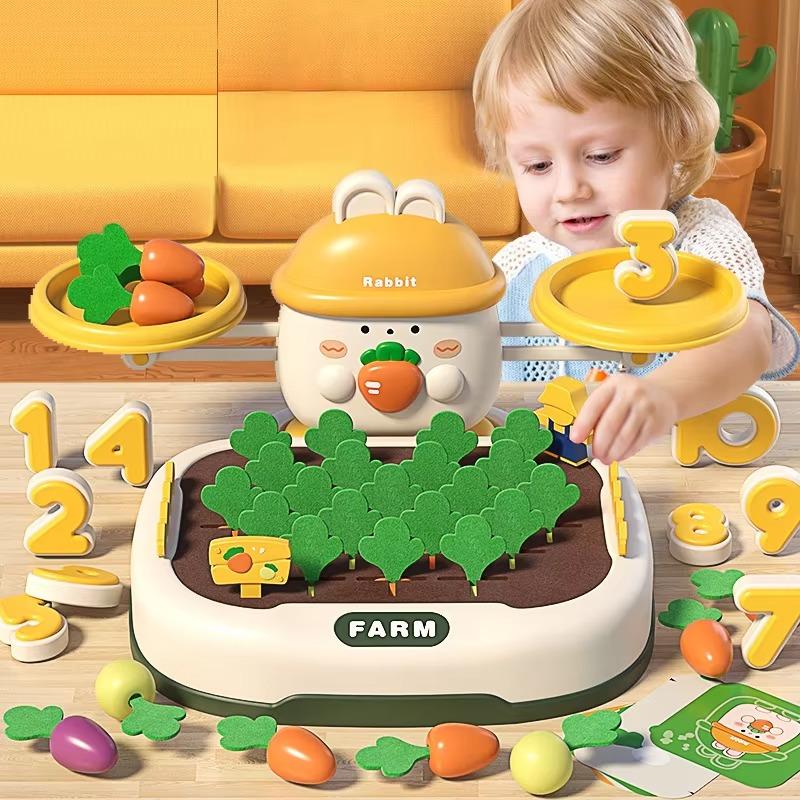 Children's Intelligence 2-in-1 Carrot Pulling Digital Balance Toy Color Cognitive Matching Thinking Training Early Education Toy