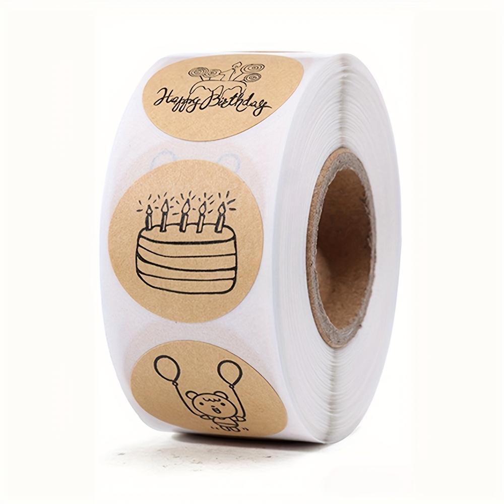 Kraft Paper Birthday Stickers for Gift Wrapping, Decorative Envelope Seals, And Stationery Labels.