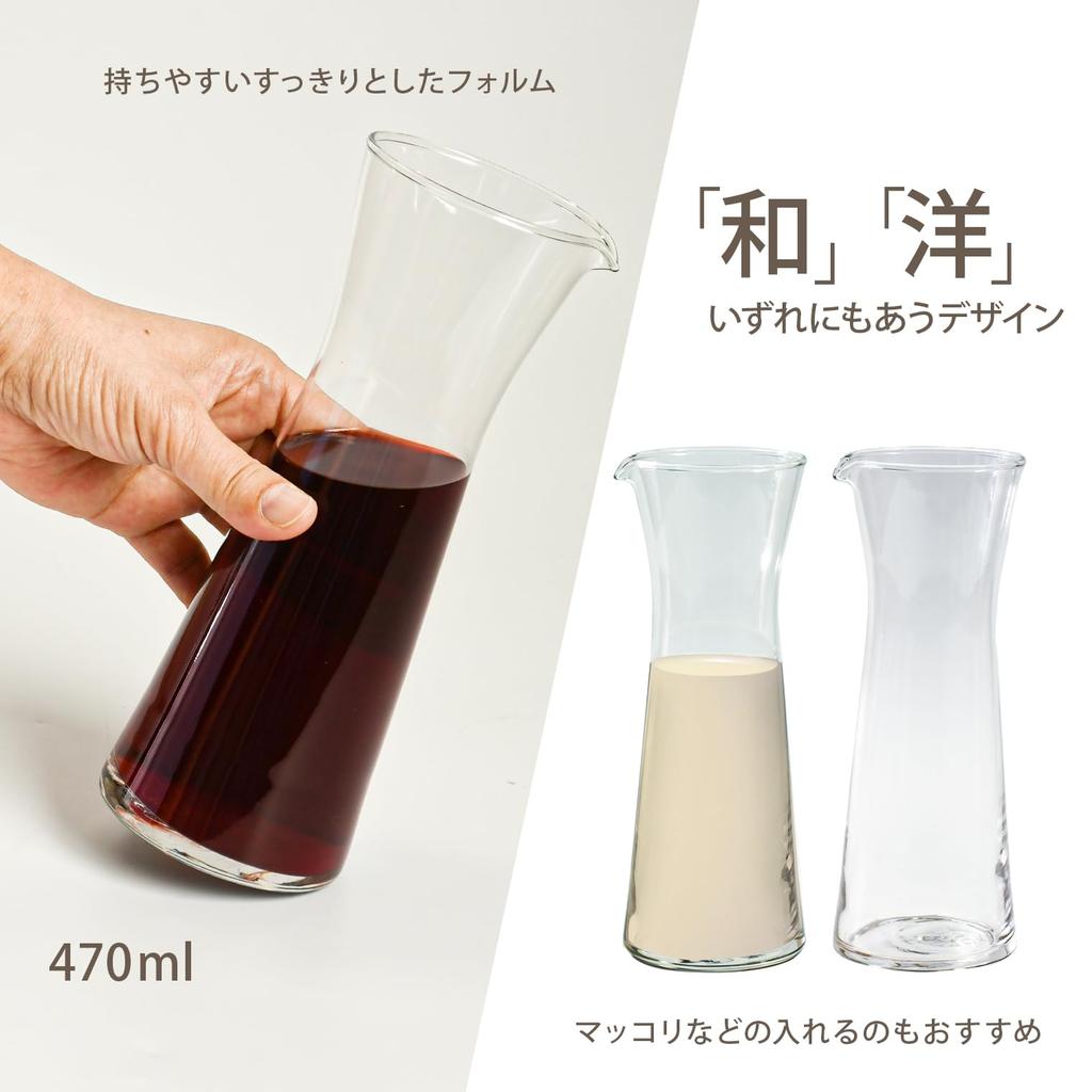 Suntory Marketing Bistro Pitcher Pack of Glass Wine Commercial 667144 Carafe, Clear, 470ml, 6, Decanter, Simple, Stylish, Thick, Durable,