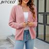 BITCED Autumn/Winter Women's Solid Colour Zip-Up O-Neck Knitted Cardigan