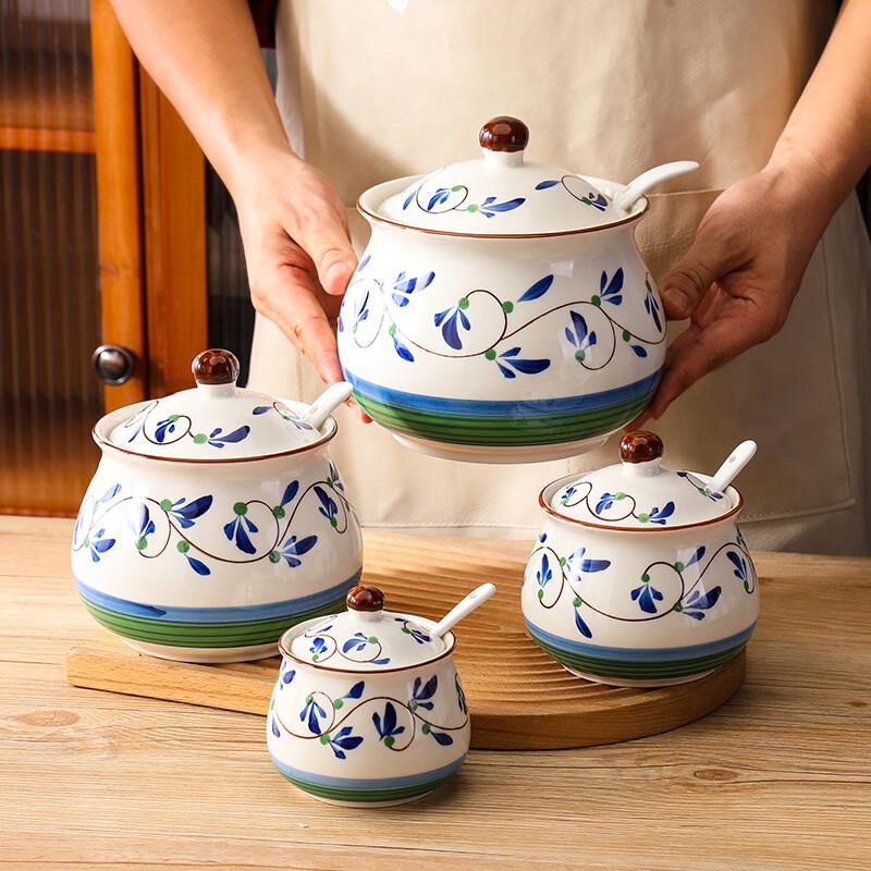 Ceramic Seasoning Jar with Lid and Spoon