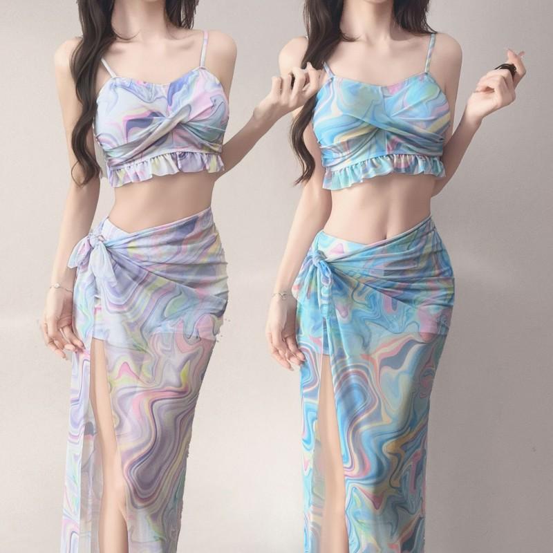 Split Swimsuit Women's Bikini Three-piece Seaside Vacation Conservative Belly Cover Slimming Hot