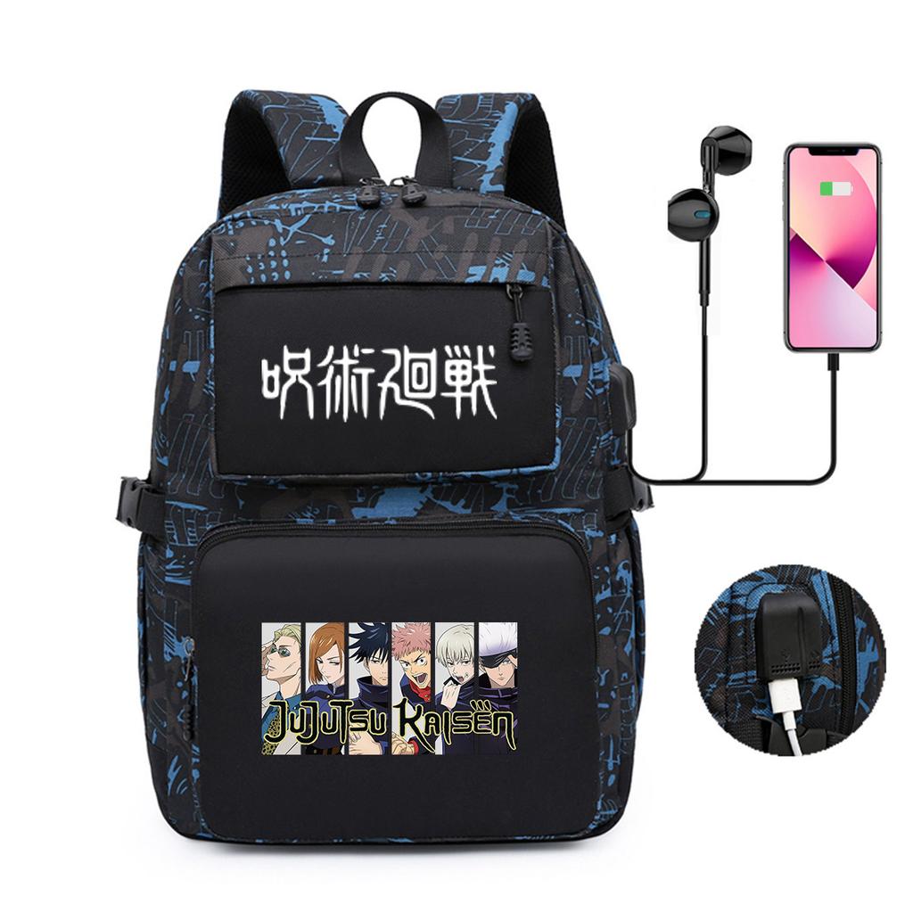 Spell Peripheral Printed Backpack Youth School Bag Usb Computer Bag Outdoor Backpack Men And Women