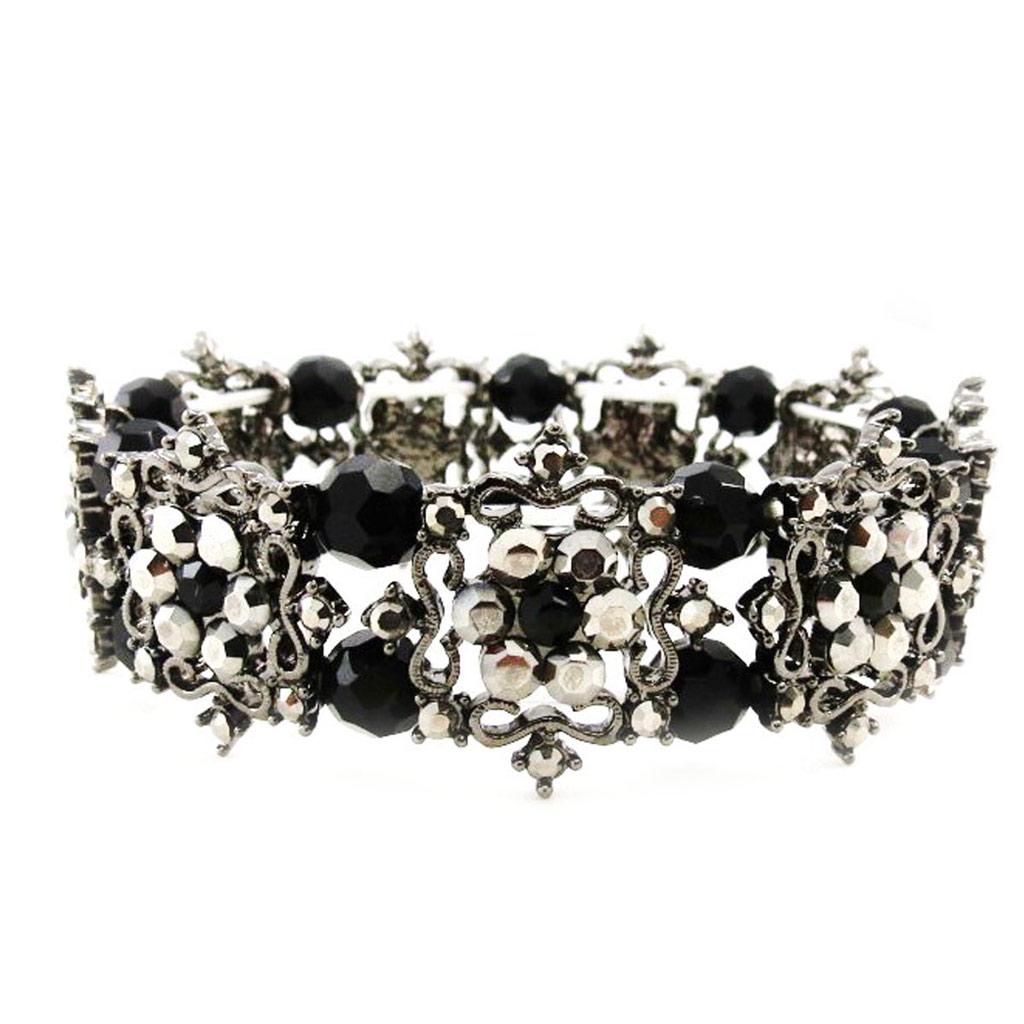 Les Trésors De Lily [D2205] - Designer Bracelet 'Lady Rose' Black