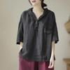 Short-sleeved T-shirt New Cotton and Linen Women's Top Hoodie Loose Simple Literary Original Slimming Women's T-shirt Women