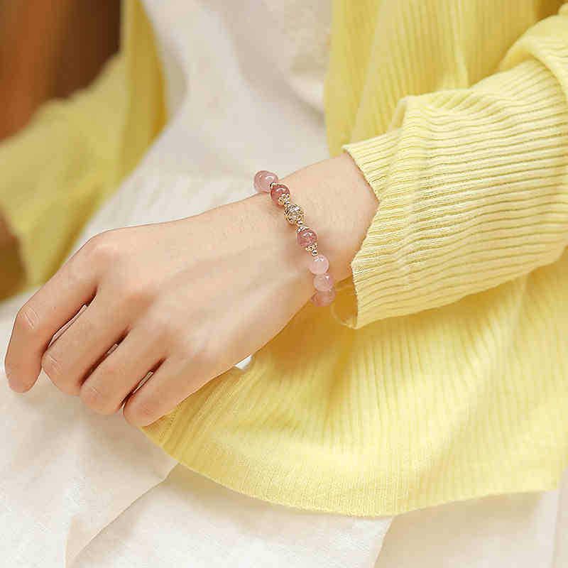 

Браслет из розового кварца - Минималистичный розовый дизайн для женщин, Усиливает любовь и уникальный стиль
