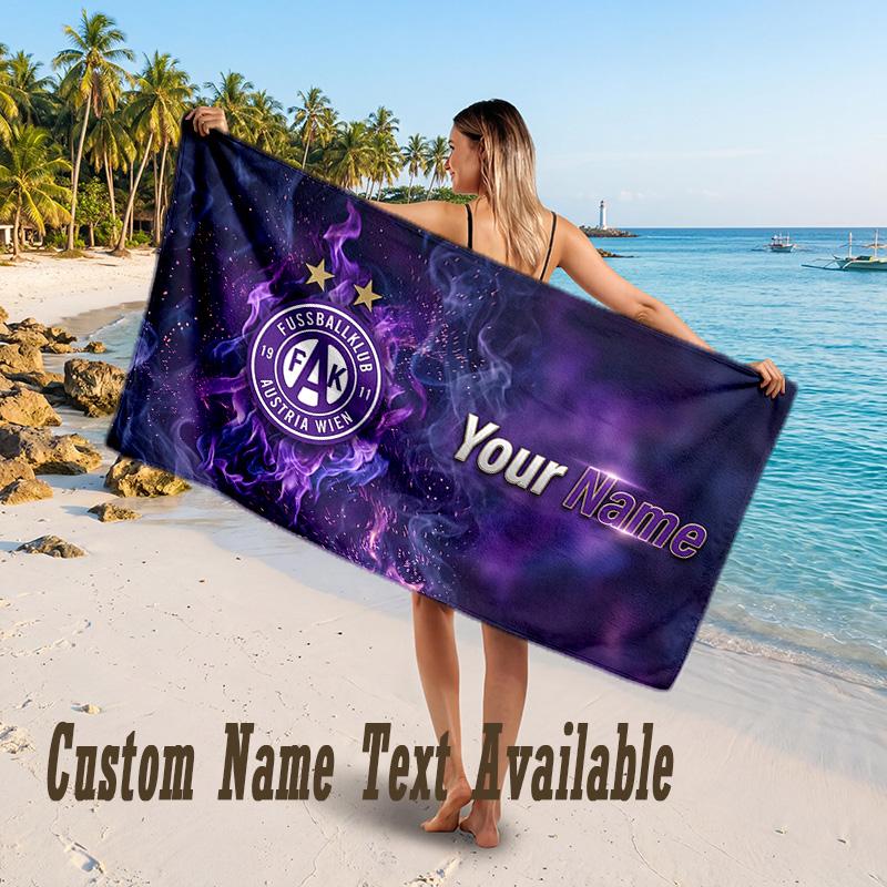 Austria Wien FC Design Beach Towel Custom Text Large Towel for Beach Vacation