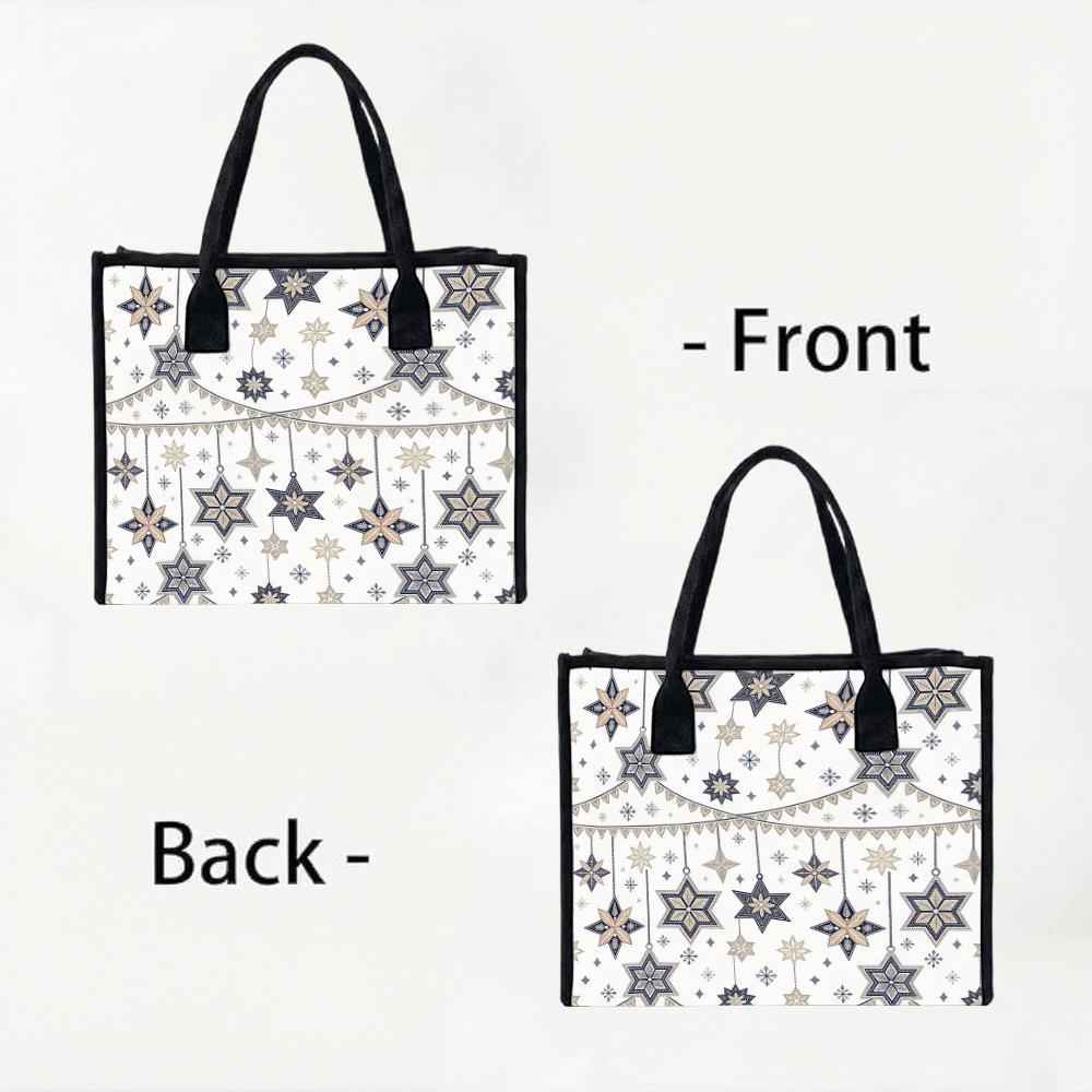 Bohemian Star Pattern Tote Bag Stylish Daily Use Shoulder Bag for Commute