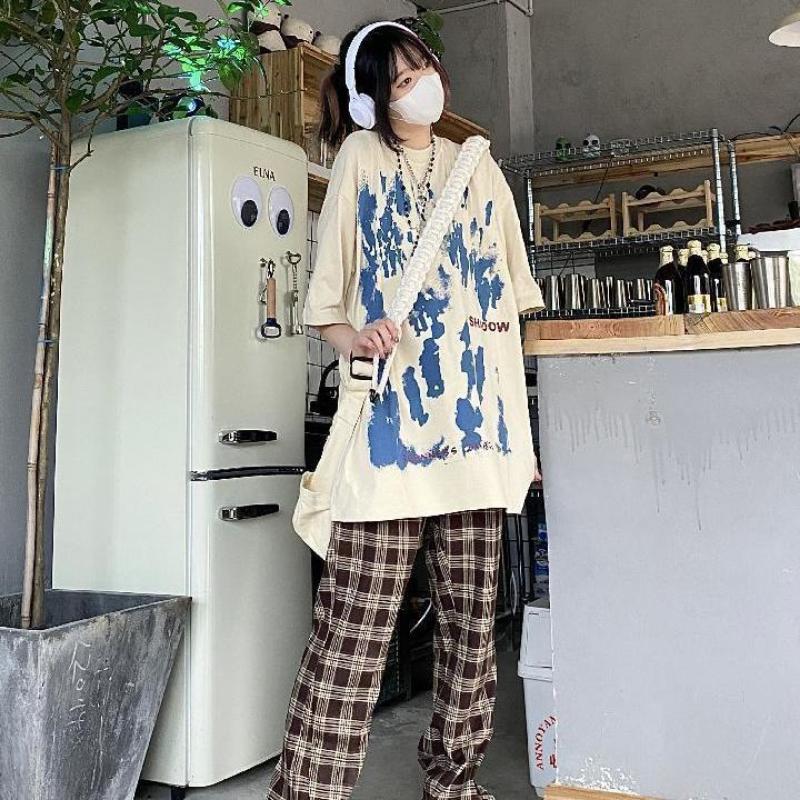 Y2k-Camiseta de manga corta para mujer, ropa informal estilo Grunge Harajuku, camisetas Vintage de gran tamaño de algodón, ropa de calle