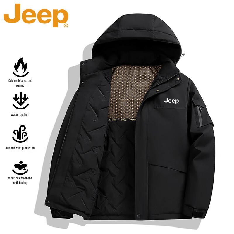 JEEP Men's Winter Hooded Thickened Outdoor Padded Jacket