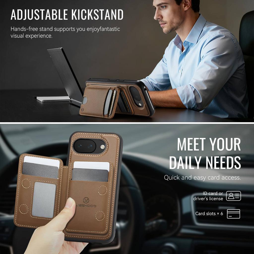 For Google Pixel 10A Magnetic 2-in-1 Detachable Wallet Case RFID Blocking Card Holder PU Leather Flip Cover Kickstand Shockproof