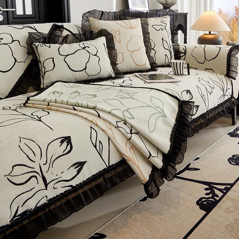 Light Luxury Sofa Cushion New Four Seasons Universal Chenille Straight Row Cushion Non-slip Sofa Cover Cover Cloth