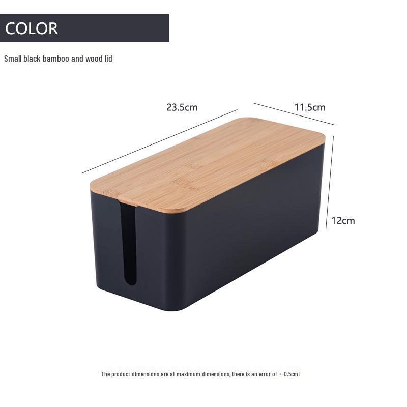 Minimalist Cable Management Box with Bamboo Lid
