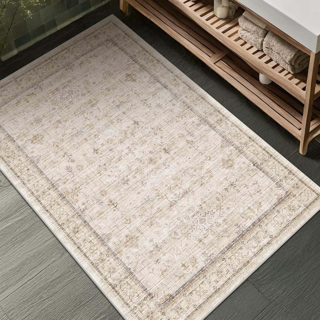 Retro Persian Crystal Velvet Non-Slip Hallway Door Mat - Dirt & Wear Resistant Floor Pad for Bathroom & Hotel.