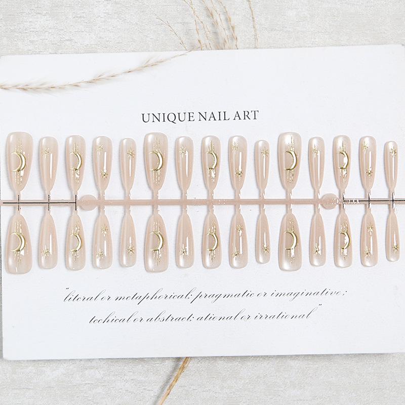Gilded Cat Eye Star & Moon Nail Stickers - Durable, Stylish Wearable Nail Tips