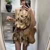 Temperament with Belt Waist Contrasting Color Plaid Hanging Neck Swinging Collar Women's New Summer Design Sense Is Thin