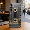 Retro Cassette Pattern Plating Phone Case For Samsung Galaxy A73,A72,A71,A70,A53,A52,A51,Others Soft Black Cover