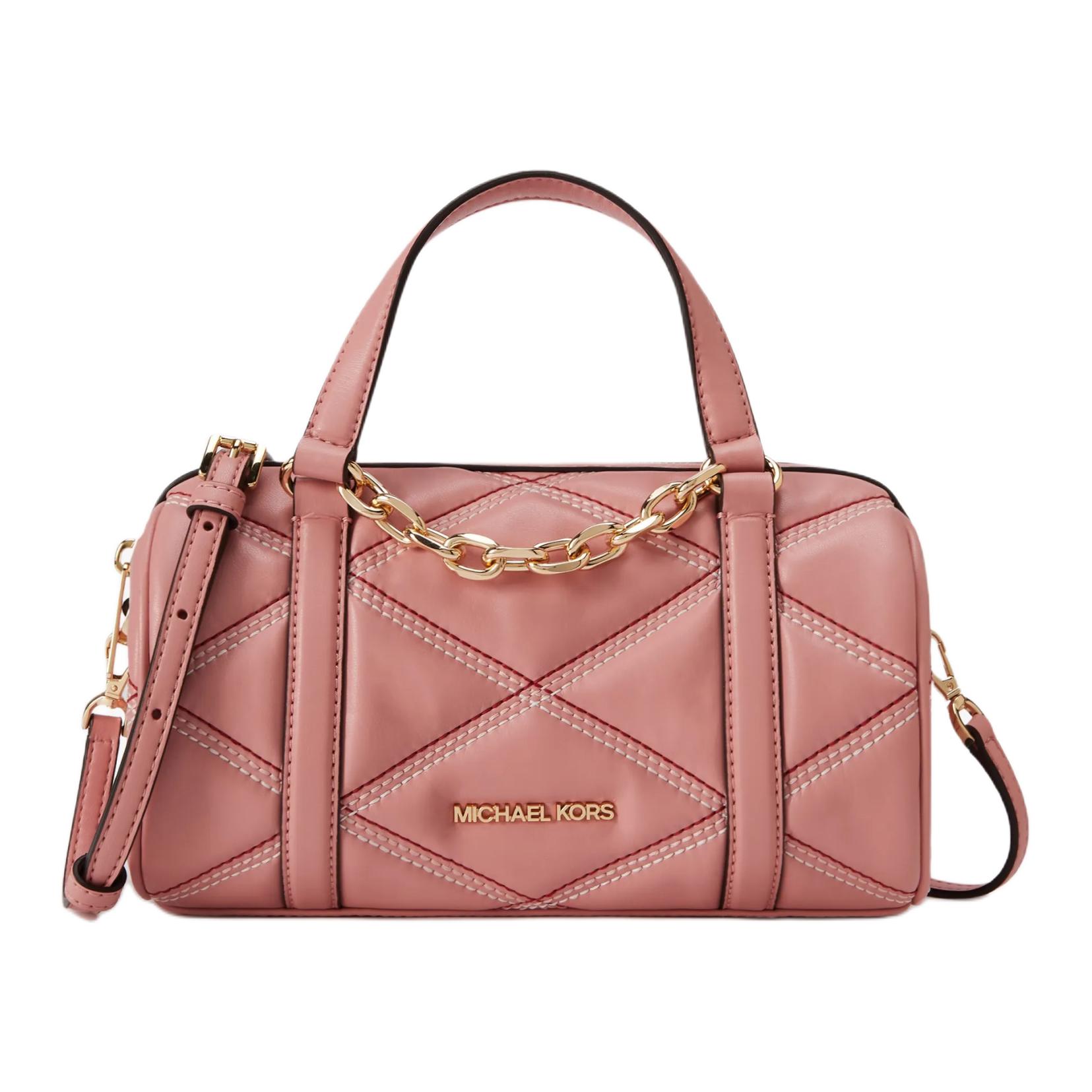 

Michael Kors MK Zooey Detachable Shoulder Strap Faux Leather Cylinder Bag Women Shoulder Bag Rose-Pink 35F3G3ZM6U-664 Rose Pink,Basic Set (Bag+Dust Bag)