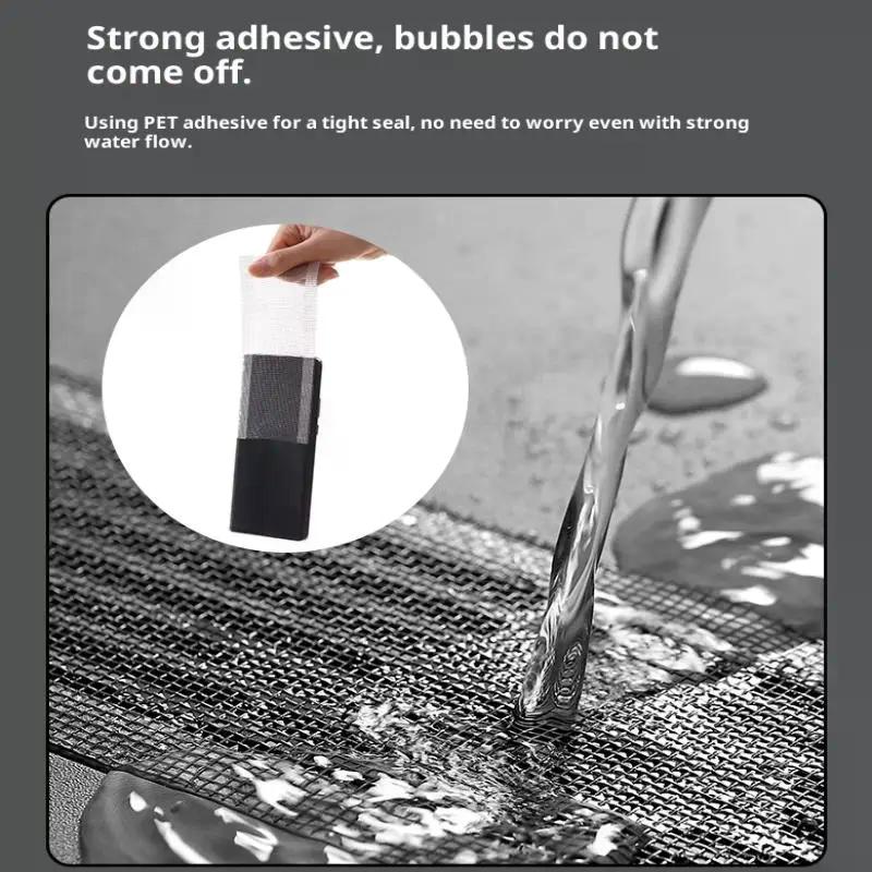 Self-Adhesive Floor Drain Stickers Cutable Shower Drain Hair Catcher Disposable Mesh Sink Strainer Filter Screen Sticker