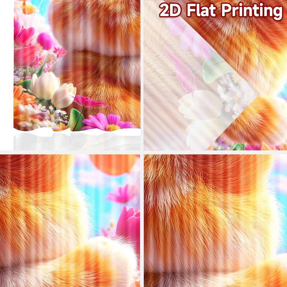 2D flat printing 2pcs Party Curtains Cute Cat Flower Field Easter Digital Printed Polyester Drapes Seasonal Party & Holiday