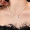 Ballet Style Bow Pink Diamond Broken Silver Necklace Women's New Super Fairy Sweet Niche Temperament Collarbone Chain Neck Chain