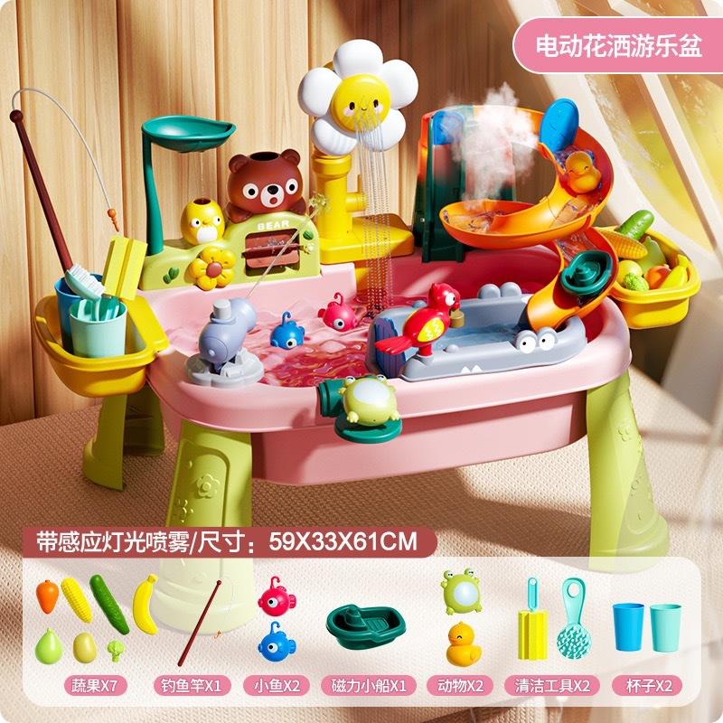Playing House Children'S Electric Spray Water Dishwasher Kitchen Wash Basin Set Fishing Water Toy