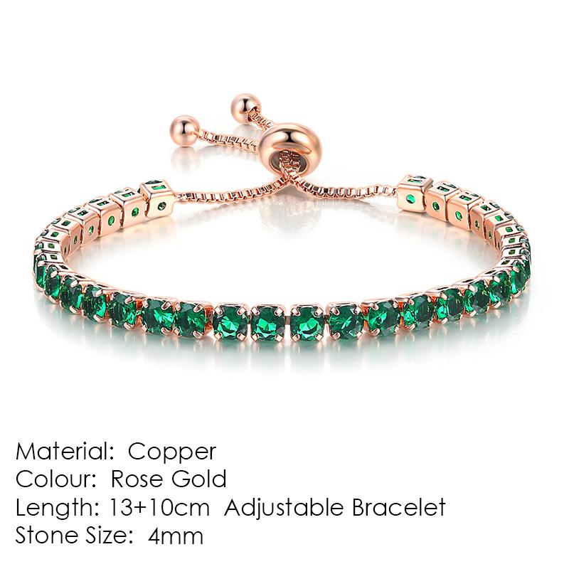 ZHOUYANG Tennis Bracelet For Women Luxury Handy Adjustable 4 Claws Mosaic 4mm Zirconia Rose Gold Color Fashion Jewelry Gift H133