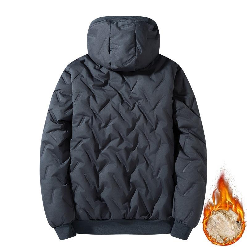 Cotton Jacket Autumn and Winter Men's Hooded Cotton Coat Plus Velvet Thickened Lamb Velvet Jacket Outdoor Warm Cotton Jacket