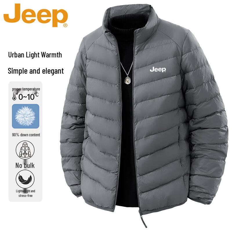Jeep Men s Winter Loose-Fit Stand Collar Down Jacket XL серый