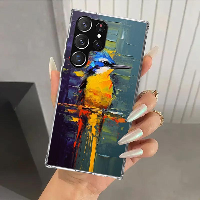 Animal Oil Painting Bird Phone Case for Samsung Galaxy S26 S24 S23 Ultra S25 Edge S22 S21 Plus S20 FE + Soft Print Shell Funda G