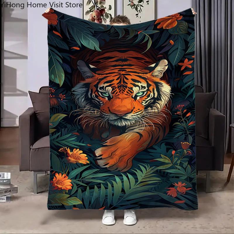 8 Storlekar Ny Tiger Tecknad Djur Flanellfilt Fluffig Barn och Vuxna Soffa Plysch Sängöverkast Pläd Lunchfilt för Soffa Säng