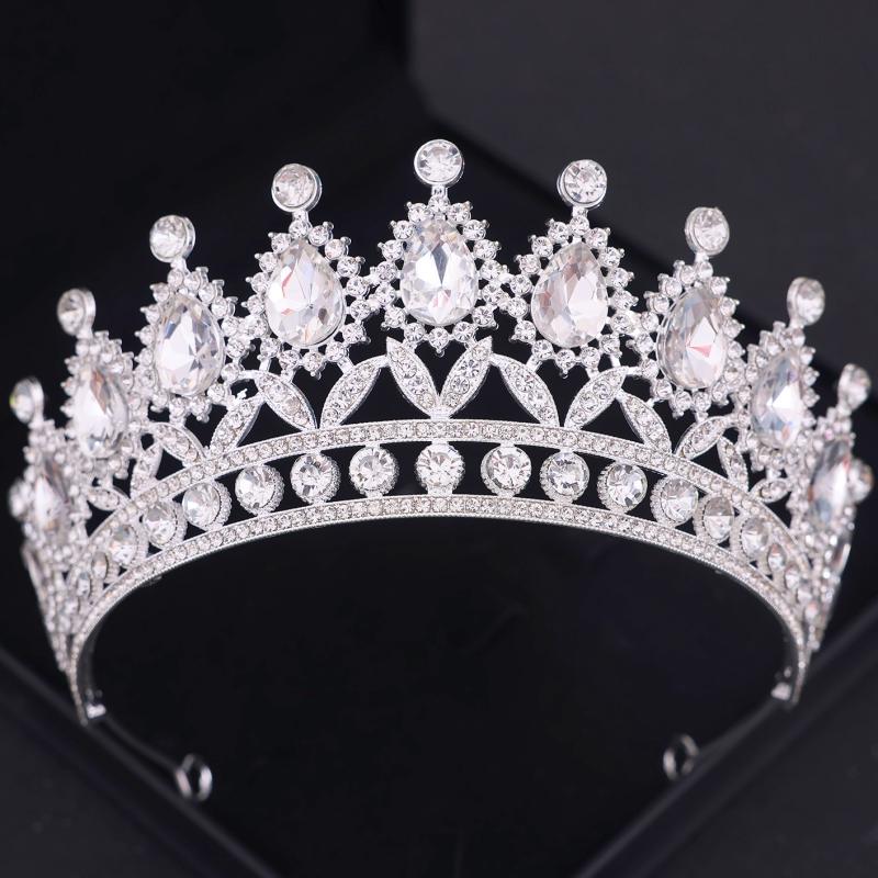 Baroque Crystal Crown Tiara Headband For Women Rhinestone Prom Diadem Crown Bridal Wedding Hair Accessories Jewelry Crown Tiara
