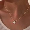 Chic Zircon Shell Heart Necklace for Women Stainless Steel Round Snake Chain Pendant Necklaces Valentine's Jewelry Gifts