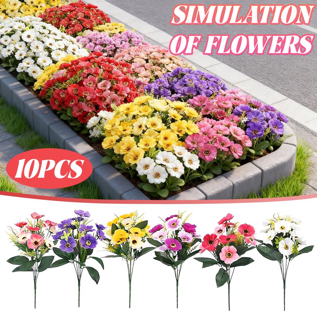 Artificial Flower 5 Forks 10 Heads Spring  Silk  Small Bouquet Home Living Room Ornaments Decoration Photo Props
