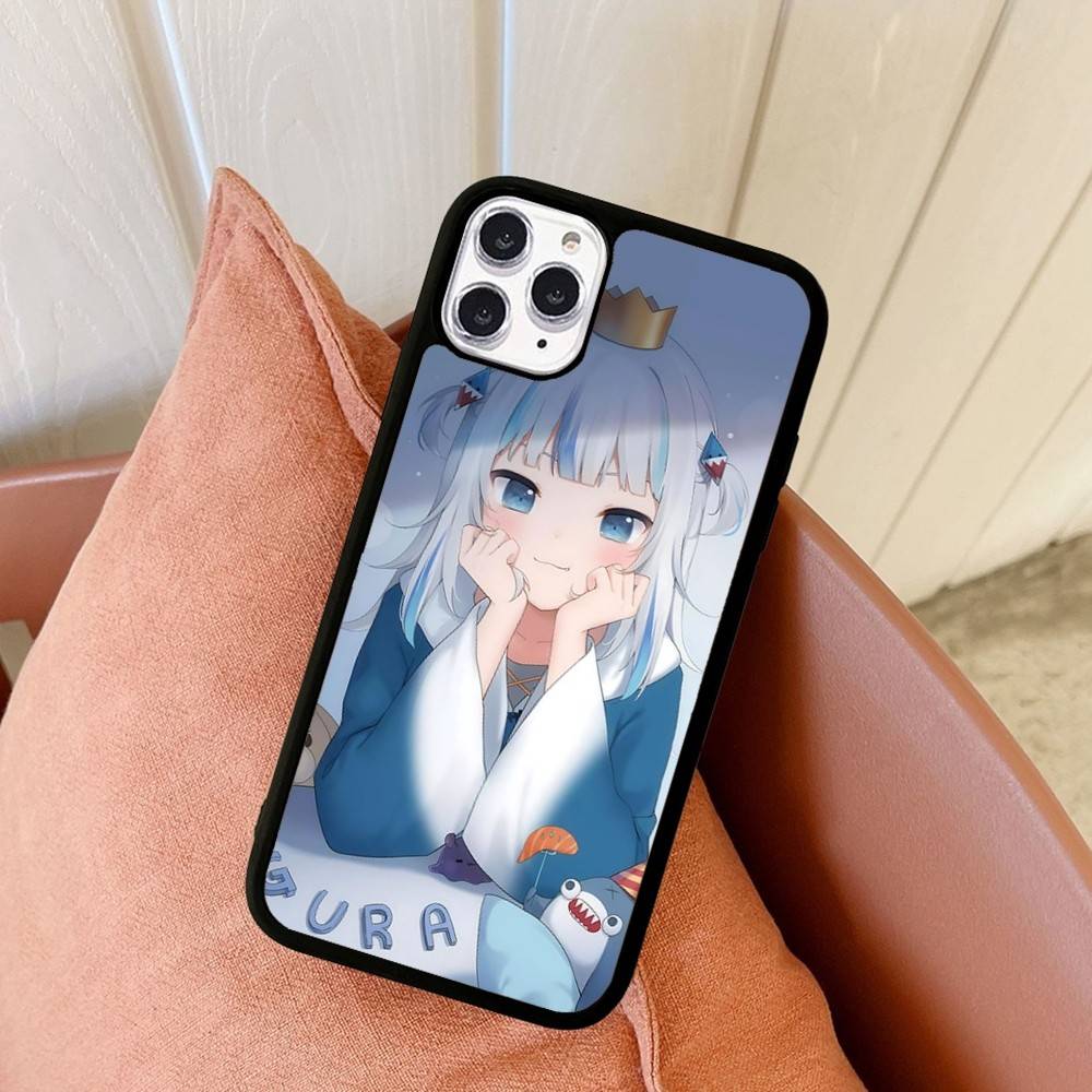Cute G-Gawr Gura Virtual Phone Case For IPhone 17 16 Pro Max 11 12 13 14 15 Hard PC+TPU Bracket Back Cover