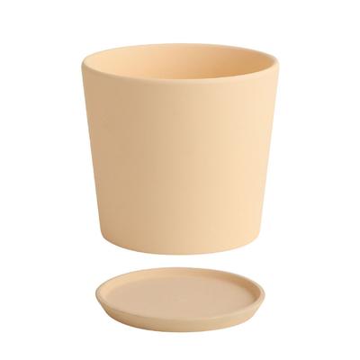 Ceramic Flower Pot Vegetable Grow Desktop Container Garden Flowerpot with Tray Potted Holder Planter for Orchid