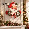 Retro Style Wooden Sign Christmas Door Hanger, Santa Claus Front Wall Plaque, Holiday Seasonal Decor for Entryway Mantel Corridor Decor,