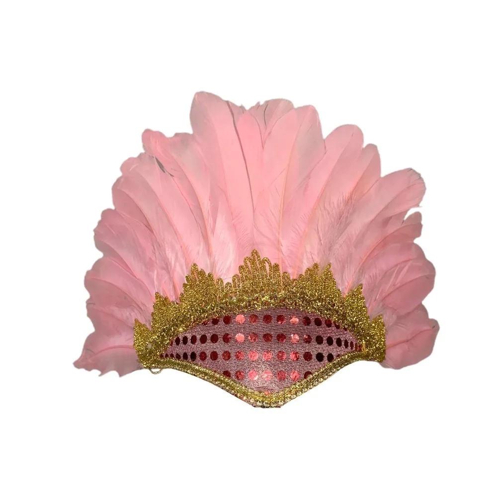 Novelty Feather Crown Peacock Costume Indian Headband Fascinator Decorative Headdress for Dance Show Carnival Halloween