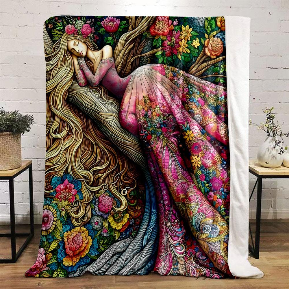 Bohemian Floral Fairy Art Blanket bedroom Blanket for Livingroom Couch lunch break Soft throw for Friend's festival Gift