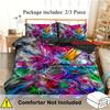 2/3Pcs Psychedelic Duvet Cover Set (1 Duvet Cover + 1/2 Pillowcase, Without Core), Abstract Art Rainbow Color Bedding Set